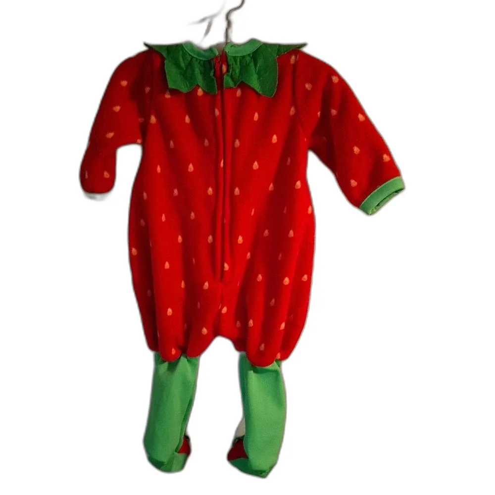 Strawberry-Themed Infant One Piece Sleeper Costume With Knit Cap - Picture 11 of 11